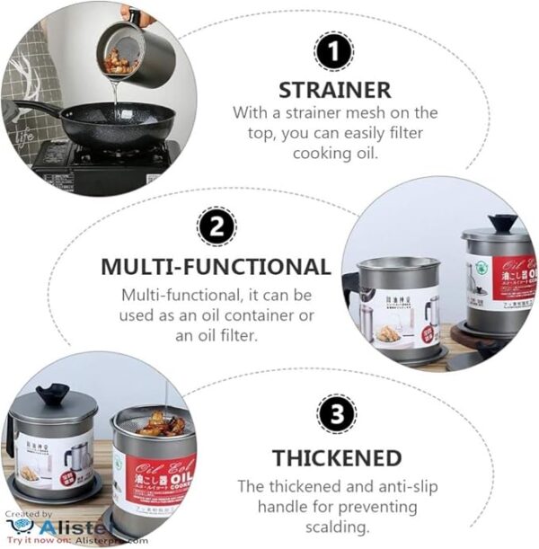 1.4L Kitchen Oil Filter Pot – Stainless Steel Oil Strainer with Fine Mesh & Heat-Resistant Handle – Reusable Cooking Oil Filter for Frying, Healthy & Waste-Free Kitchen - Image 4
