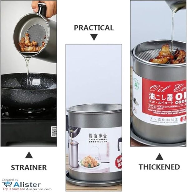 1.4L Kitchen Oil Filter Pot – Stainless Steel Oil Strainer with Fine Mesh & Heat-Resistant Handle – Reusable Cooking Oil Filter for Frying, Healthy & Waste-Free Kitchen - Image 6