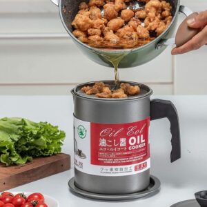 1.4L Kitchen Oil Filter Pot – Stainless Steel Oil Strainer with Fine Mesh & Heat-Resistant Handle – Reusable Cooking Oil Filter for Frying, Healthy & Waste-Free Kitchen