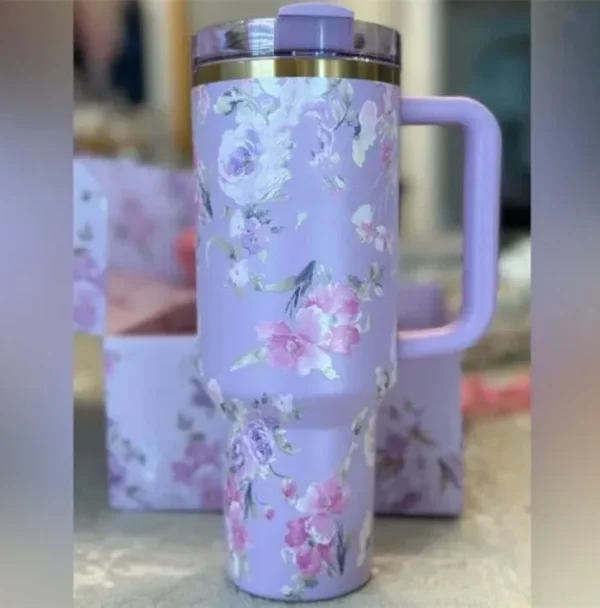 1200ml Printed Tumbler – Insulated Stainless Steel Travel Mug with Lid & Straw – Leakproof, BPA-Free, Hot & Cold Beverages – Trendy Design for Men & Women - Image 3
