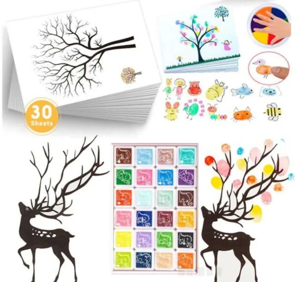 DIY Kids Finger Painting Cards Set – 30pcs Drawing Cards + 12 Non-Toxic Foam Colors | Fun Art & Craft Activity for Toddlers, Children | Creative Gift for Boys & Girls - Image 4