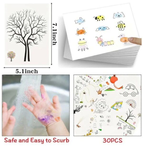 DIY Kids Finger Painting Cards Set – 30pcs Drawing Cards + 12 Non-Toxic Foam Colors | Fun Art & Craft Activity for Toddlers, Children | Creative Gift for Boys & Girls - Image 2