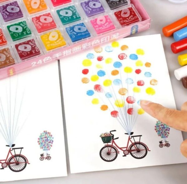 DIY Kids Finger Painting Cards Set – 30pcs Drawing Cards + 12 Non-Toxic Foam Colors | Fun Art & Craft Activity for Toddlers, Children | Creative Gift for Boys & Girls - Image 3