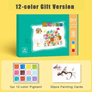 DIY Kids Finger Painting Cards Set – 30pcs Drawing Cards + 12 Non-Toxic Foam Colors | Fun Art & Craft Activity for Toddlers, Children | Creative Gift for Boys & Girls