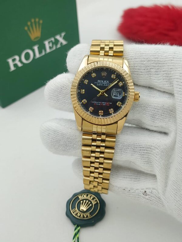 Luxury Stainless Steel Watch – ROLEX-Inspired Design with Quartz Movement, Date Window, 4 Color Options (Silver/Black/Gold/Brown) – Water Resistant & Stylish for Men