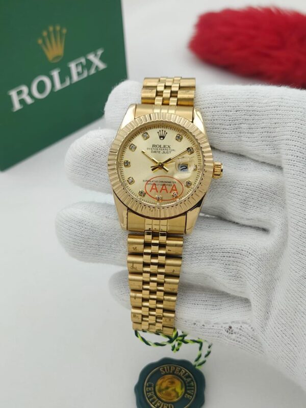Luxury Stainless Steel Watch – ROLEX-Inspired Design with Quartz Movement, Date Window, 4 Color Options (Silver/Black/Gold/Brown) – Water Resistant & Stylish for Men - Image 4