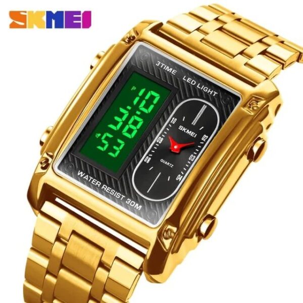 SKMEI Original Digital Watch for Men - Military Stopwatch | Week Alarm | LED Light | 30M Water Resistant | Stainless Steel Chain | 12/24 Hour Format - Image 2