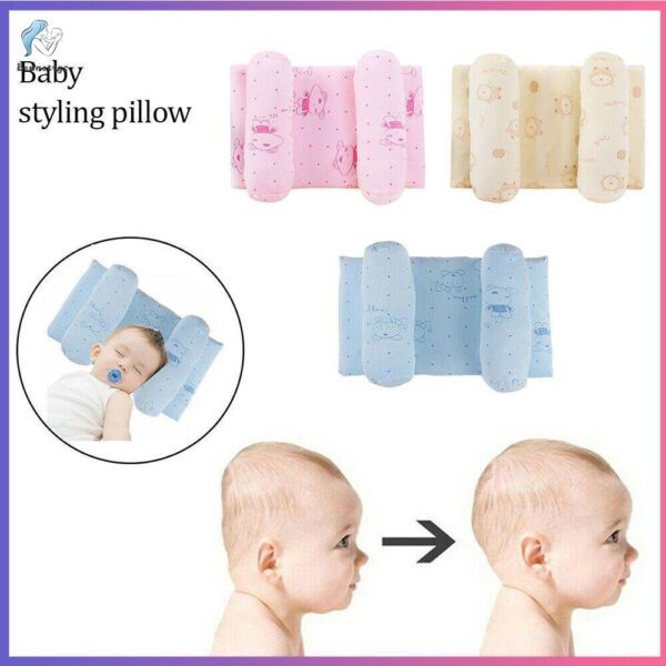 Infant Head Shaping Pillow – Anti-Flat Head Newborn Baby Pillow | Soft & Adjustable Baby Support Cushion (Random Color) - Image 2