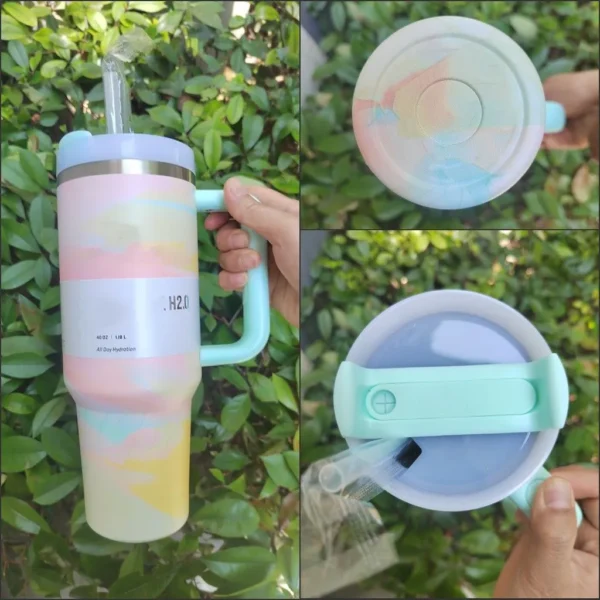 1200ml Printed Tumbler – Insulated Stainless Steel Travel Mug with Lid & Straw – Leakproof, BPA-Free, Hot & Cold Beverages – Trendy Design for Men & Women - Image 8
