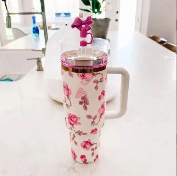 1200ml Printed Tumbler – Insulated Stainless Steel Travel Mug with Lid & Straw – Leakproof, BPA-Free, Hot & Cold Beverages – Trendy Design for Men & Women - Image 4