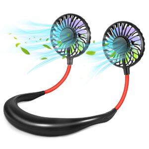 Neck Fan - Portable USB Rechargeable Hands-Free Bladeless Fan, 3 Speed Adjustable, 360° Rotation, LED Display, Lightweight Mini Sports Fan for Travel, Office, Home, Outdoor, Gym