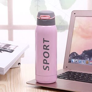 550ml Stainless Steel Vacuum Flask - Hot & Cold Flick Top Sipper Bottle with Straw - 12hr Temperature Retention, Leakproof Water Bottle for Office, Gym & Travel