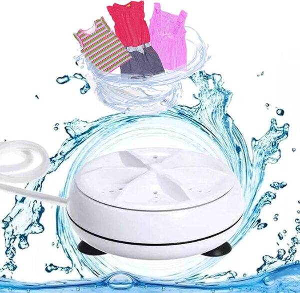 Mini Portable USB Washing Machine - Handheld Travel Washer Turbine for Clothes/Socks/Underwear - Compact Electric Laundry Cleaner with 3 Modes - Perfect for Dorms, Camping & Small Spaces (Blue/White) - Image 2