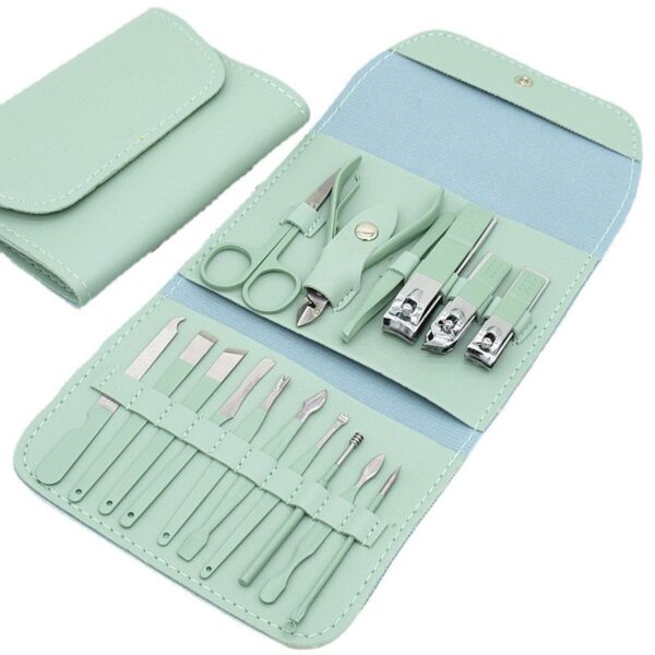 16pcs Professional Manicure Pedicure Set - Stainless Steel Nail Care Kit with Nail Clippers, Cuticle Scissors, Nail File & More - Portable Grooming Kit for Men & Women - Image 5