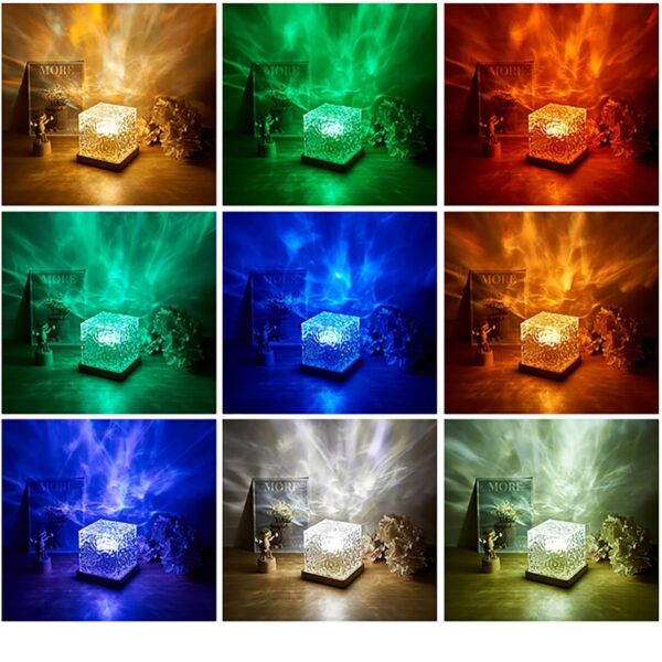 3D Water Ripple Projector Night Light LED RGB Color Changing Mood Lamp with Remote | USB Rechargeable | Relaxing Ambient Bedroom Decor - Image 7