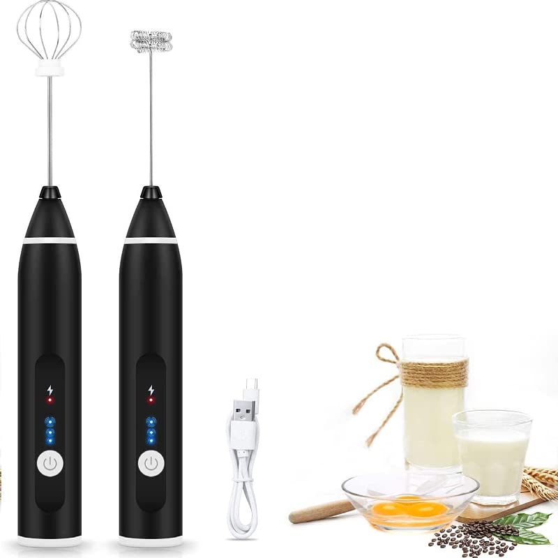 2-in-1 Rechargeable Coffee Beater & Milk Frother - 3000 RPM Electric Whisk for Cappuccino, Latte, Hot Chocolate - USB Charging, Silent Operation - Kitchen & Travel Essential