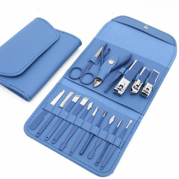 16pcs Professional Manicure Pedicure Set - Stainless Steel Nail Care Kit with Nail Clippers, Cuticle Scissors, Nail File & More - Portable Grooming Kit for Men & Women