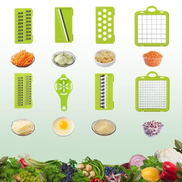 16-in-1 Multifunctional Vegetable Chopper & Slicer with Storage Box – Premium Kitchen Cutter for Fast & Easy Food Prep – Includes 5 Blades (Dicer, Grater, Julienne, Slicer) – BPA-Free & Dishwasher Safe - Image 3