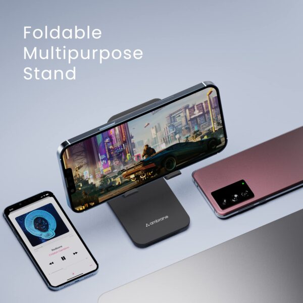 3-in-1 Foldable Mobile Stand Holder – Adjustable Phone Stand for Desk, Bed, Table – Compatible with All Smartphones – Portable & Lightweight - Image 4