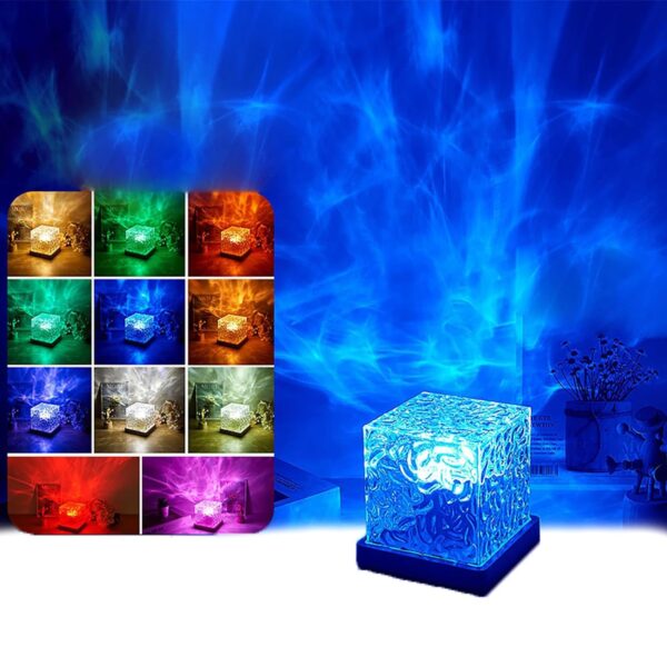3D Water Ripple Projector Night Light LED RGB Color Changing Mood Lamp with Remote | USB Rechargeable | Relaxing Ambient Bedroom Decor - Image 4