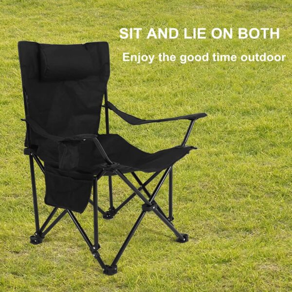 Portable Outdoor Camping Chair - Beach Armchair, Sit & Lie Dual-Purpose, Adjustable Reclining, Cup Holder, Net Pocket, Lightweight Folding Chair for Fishing, Travel, Picnic - Image 2