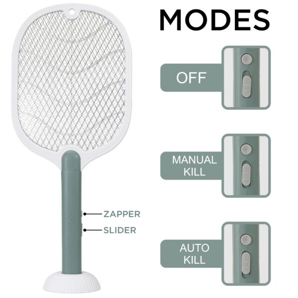 Mosquito Killer Racket Bat with Base Stand - USB Rechargeable Electric Fly Swatter (Lithium Battery) - Image 2