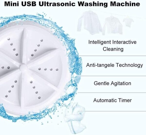 Mini Portable USB Washing Machine - Handheld Travel Washer Turbine for Clothes/Socks/Underwear - Compact Electric Laundry Cleaner with 3 Modes - Perfect for Dorms, Camping & Small Spaces (Blue/White) - Image 4