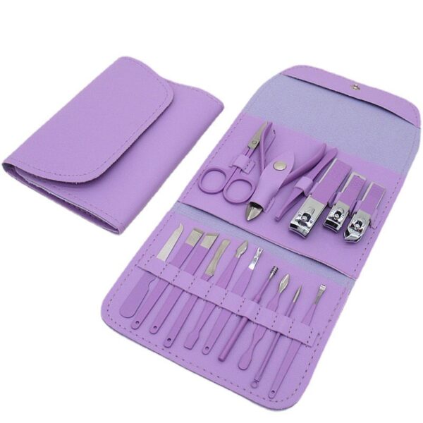 16pcs Professional Manicure Pedicure Set - Stainless Steel Nail Care Kit with Nail Clippers, Cuticle Scissors, Nail File & More - Portable Grooming Kit for Men & Women - Image 3