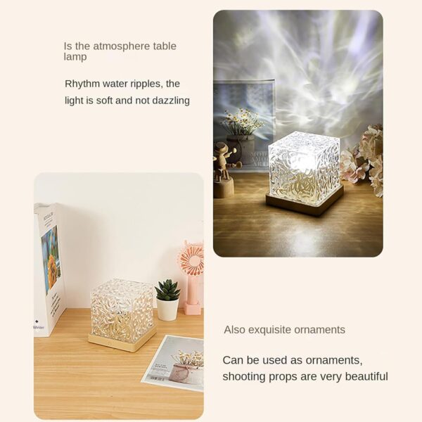 3D Water Ripple Projector Night Light LED RGB Color Changing Mood Lamp with Remote | USB Rechargeable | Relaxing Ambient Bedroom Decor - Image 6