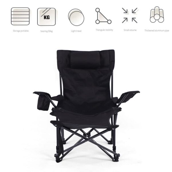 Portable Outdoor Camping Chair - Beach Armchair, Sit & Lie Dual-Purpose, Adjustable Reclining, Cup Holder, Net Pocket, Lightweight Folding Chair for Fishing, Travel, Picnic