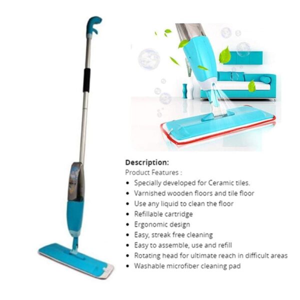 Water Spray Mop with Extendable Handle – Microfiber Floor Mop for Easy Cleaning | 360° Rotating Head | Adjustable Long Handle | Lightweight & Reusable Wet & Dry Mop for Tiles, Wood & Marble Floors - Image 4