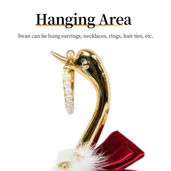Elegant Swan-Shaped Jewelry Organizer – 3-Tier Necklace & Earring Holder – Anti-Tarnish Velvet Display Stand – Compact Jewelry Box for Rings, Bracelets, Bangles – Perfect Gift for Women & Girls (White/Gold) - Image 2