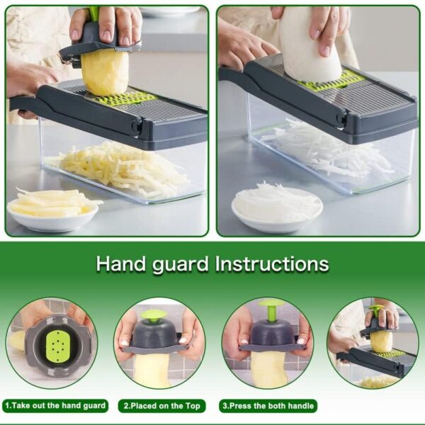 16-in-1 Multifunctional Vegetable Chopper & Slicer with Storage Box – Premium Kitchen Cutter for Fast & Easy Food Prep – Includes 5 Blades (Dicer, Grater, Julienne, Slicer) – BPA-Free & Dishwasher Safe - Image 5