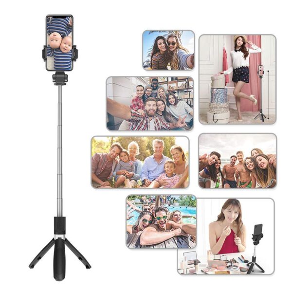 R1S Bluetooth Selfie Stick Tripod with Remote Control | 360° Foldable Phone & Action Camera Stand | Built-in LED Light | Portable Extendable Rod for Android iPhone - Image 7