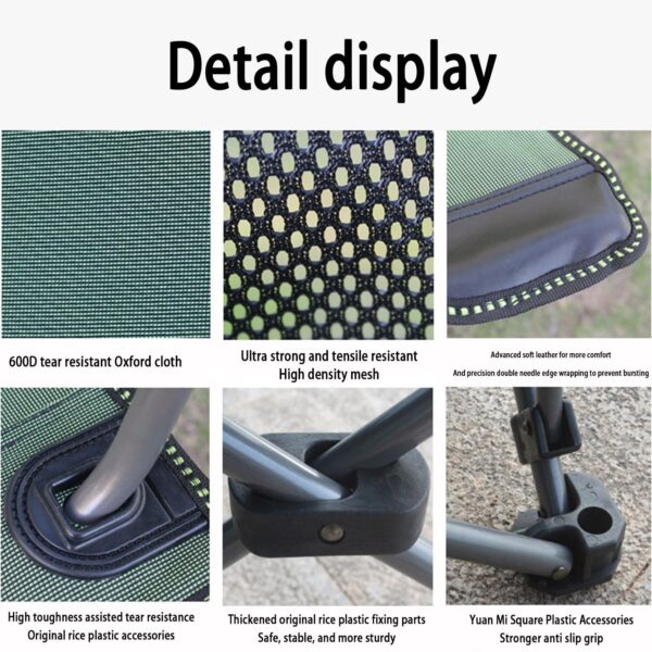 Portable Outdoor Camping Chair - Beach Armchair, Sit & Lie Dual-Purpose, Adjustable Reclining, Cup Holder, Net Pocket, Lightweight Folding Chair for Fishing, Travel, Picnic - Image 9