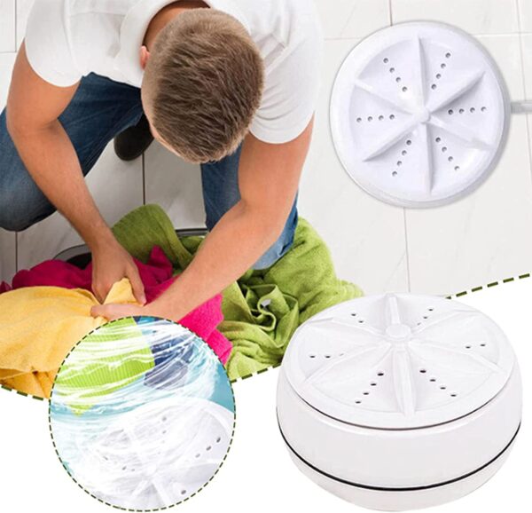 Mini Portable USB Washing Machine - Handheld Travel Washer Turbine for Clothes/Socks/Underwear - Compact Electric Laundry Cleaner with 3 Modes - Perfect for Dorms, Camping & Small Spaces (Blue/White) - Image 6