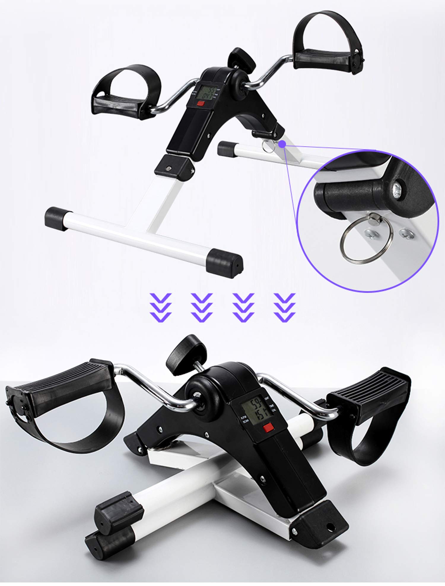 Foldable Mini Exercise Bike Pedal Machine for Home Gym - Portable Arm & Leg Workout Cycle with Digital Display - Under Desk Pedal Exerciser for Physical Therapy, Cardio & Strength Training - for Men & Women - Image 5