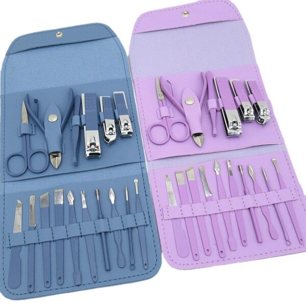 16pcs Professional Manicure Pedicure Set - Stainless Steel Nail Care Kit with Nail Clippers, Cuticle Scissors, Nail File & More - Portable Grooming Kit for Men & Women - Image 6