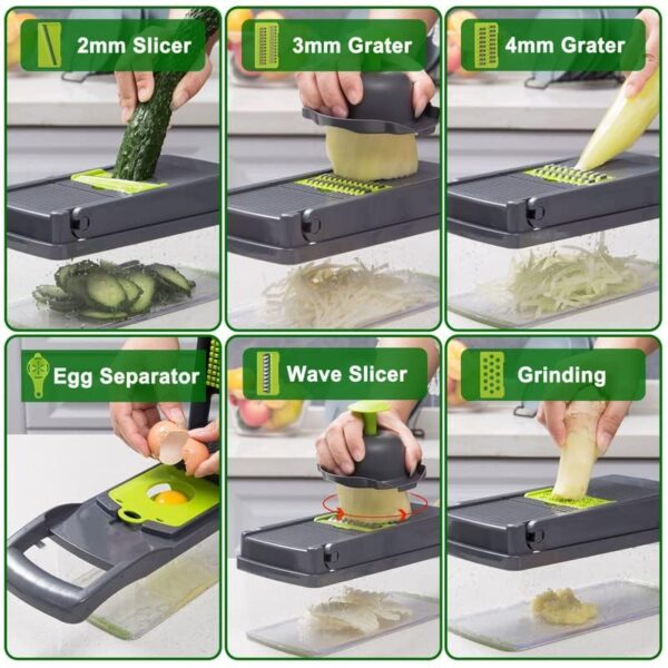 16-in-1 Multifunctional Vegetable Chopper & Slicer with Storage Box – Premium Kitchen Cutter for Fast & Easy Food Prep – Includes 5 Blades (Dicer, Grater, Julienne, Slicer) – BPA-Free & Dishwasher Safe - Image 6