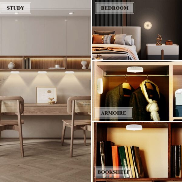 Rechargeable LED Motion Sensor Night Light - Auto On/Off Round Wall Lamp, USB Charging, Self-Adhesive, 3 Lighting Modes, 1200mAh Battery - for Bedroom, Bathroom, Hallway, Stairs - Image 7