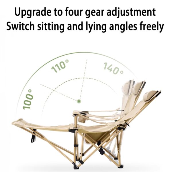 Portable Outdoor Camping Chair - Beach Armchair, Sit & Lie Dual-Purpose, Adjustable Reclining, Cup Holder, Net Pocket, Lightweight Folding Chair for Fishing, Travel, Picnic - Image 7