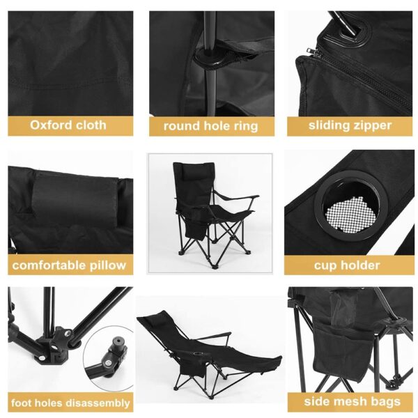 Portable Outdoor Camping Chair - Beach Armchair, Sit & Lie Dual-Purpose, Adjustable Reclining, Cup Holder, Net Pocket, Lightweight Folding Chair for Fishing, Travel, Picnic - Image 6