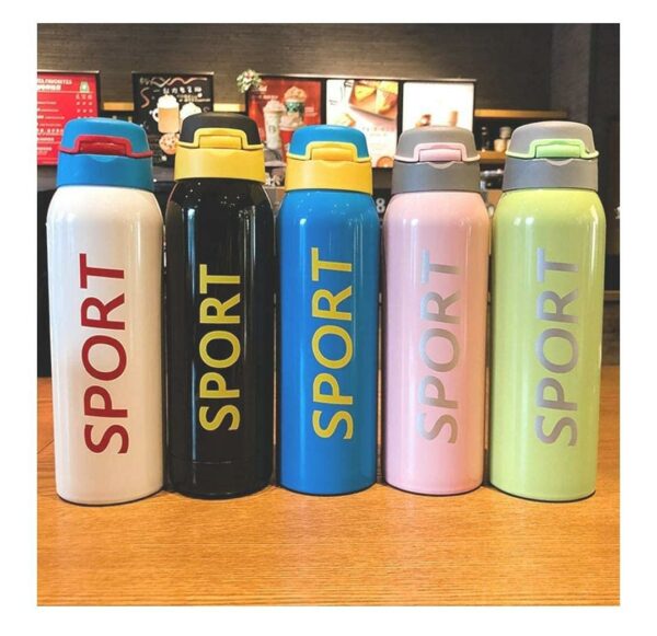 550ml Stainless Steel Vacuum Flask - Hot & Cold Flick Top Sipper Bottle with Straw - 12hr Temperature Retention, Leakproof Water Bottle for Office, Gym & Travel - Image 8