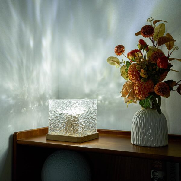 3D Water Ripple Projector Night Light LED RGB Color Changing Mood Lamp with Remote | USB Rechargeable | Relaxing Ambient Bedroom Decor