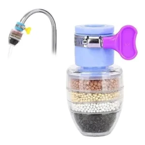 Magic Charcoal Water Filter for Faucet | 6 Layer Activated Carbon Purifier Cartridge | Removes Impurities & Bad Taste | Splash-Proof Tap Filter for Kitchen & Bathroom Sink (Blue)