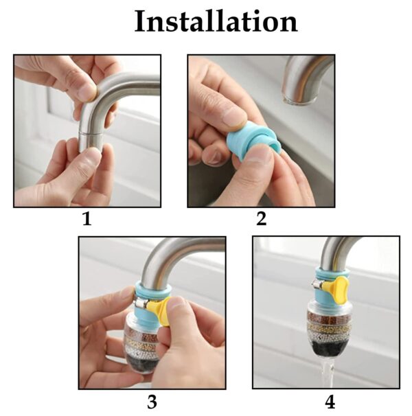 Magic Charcoal Water Filter for Faucet | 6 Layer Activated Carbon Purifier Cartridge | Removes Impurities & Bad Taste | Splash-Proof Tap Filter for Kitchen & Bathroom Sink (Blue) - Image 3