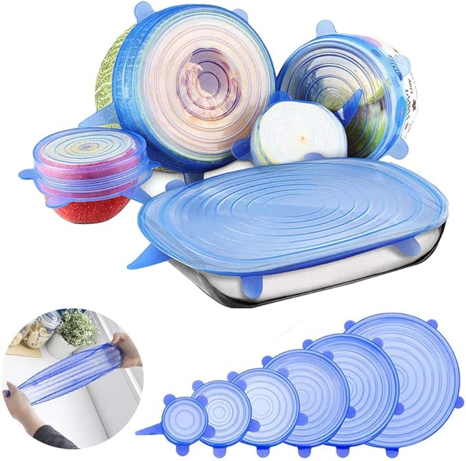 6Pcs Reusable Silicone Stretch Lids for Food Storage – Universal Elastic Bowl Covers, Airtight Vacuum Seal Lid for Freshness – BPA-Free, Dishwasher Safe (Multi-Size, Multi-Color) - Image 2