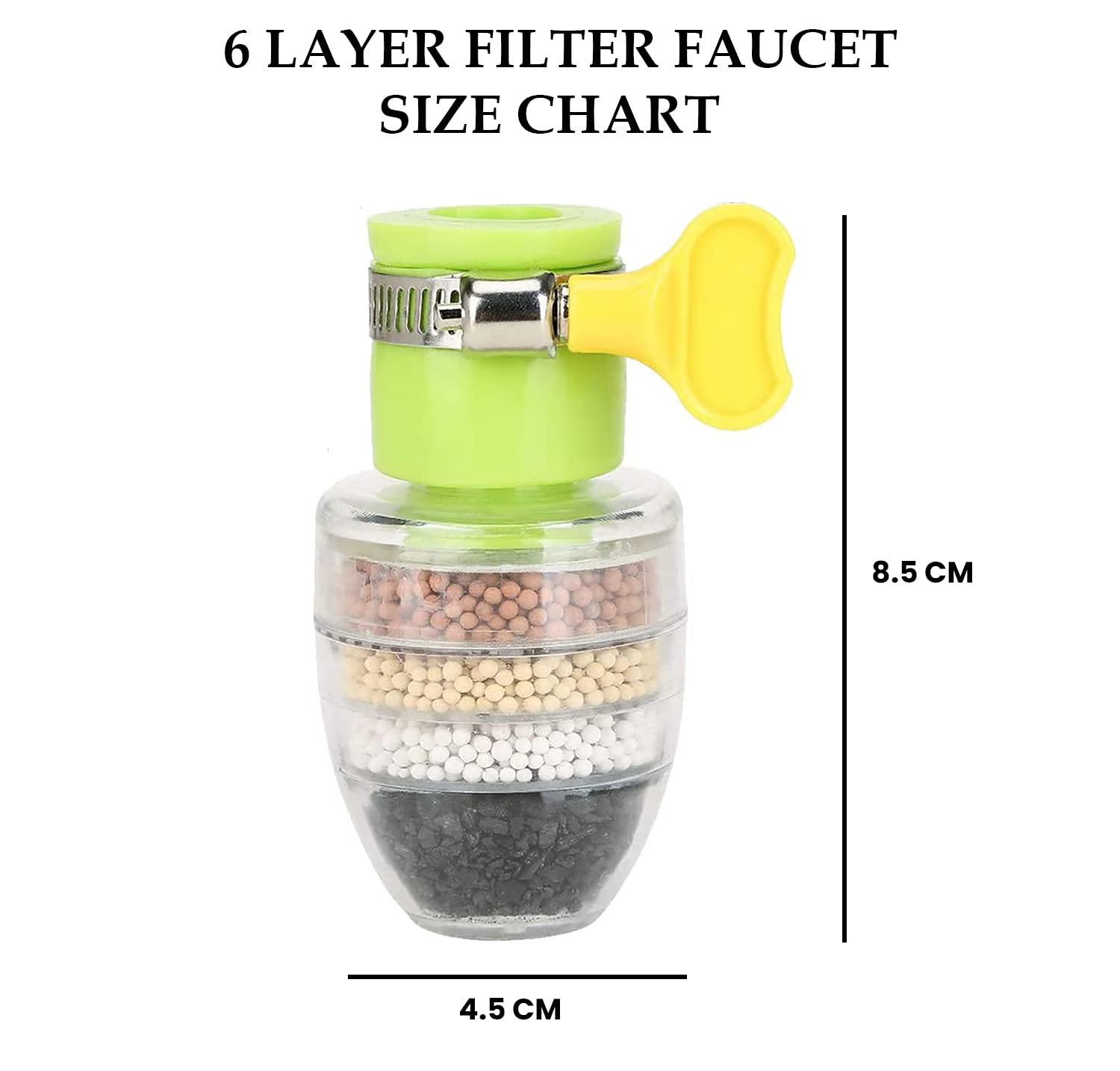 Magic Charcoal Water Filter for Faucet | 6 Layer Activated Carbon Purifier Cartridge | Removes Impurities & Bad Taste | Splash-Proof Tap Filter for Kitchen & Bathroom Sink (Blue) - Image 2