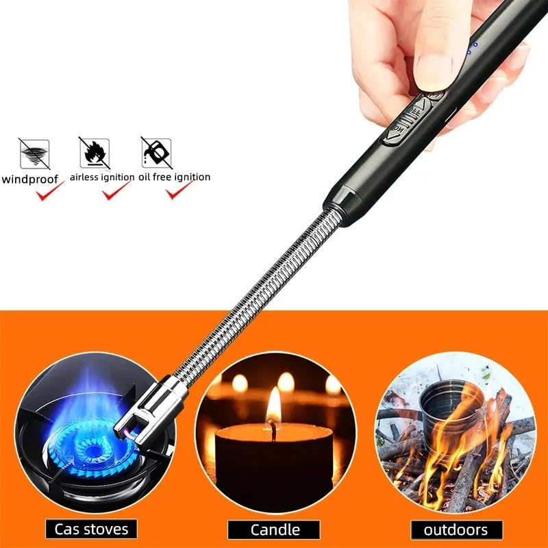 Electric Candle Lighter, Upgraded USB Rechargeable Lighter with LED Indicator, Flexible Long Neck Lighters for Candle, Camping, BBQ, Gas Stove