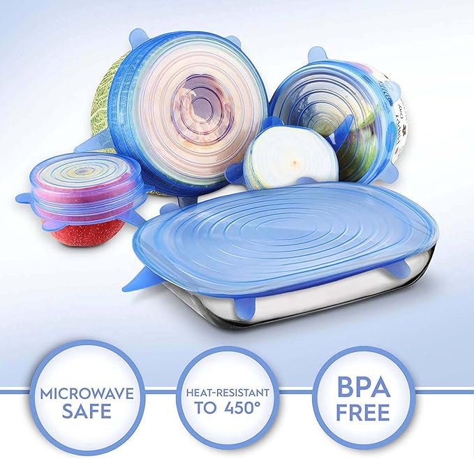 6Pcs Reusable Silicone Stretch Lids for Food Storage – Universal Elastic Bowl Covers, Airtight Vacuum Seal Lid for Freshness – BPA-Free, Dishwasher Safe (Multi-Size, Multi-Color) - Image 7